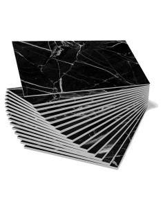 16 Azulejos Autoadhesivos de Mármol Negro 10.16x20.32 cm Adreamer90