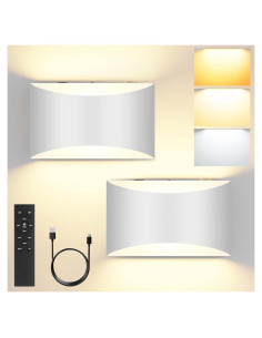 Apliques de Pared Inalámbricos FOLKSMATE Set de 2 Recargables