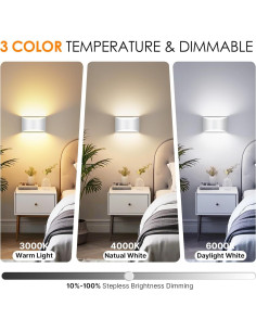 Apliques de Pared Inalámbricos FOLKSMATE Set de 2 Recargables 2