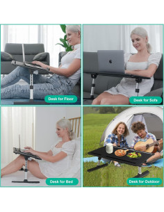 Mesa de bandeja para cama KLEAR ajustable negra 60x34cm 2