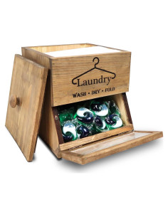 Soporte para cápsulas de lavandería Besuerte - Madera rústica 2 niveles