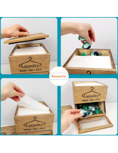 Soporte para cápsulas de lavandería Besuerte - Madera rústica 2 niveles 2
