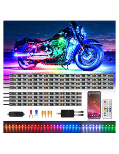 Kit de Luces LED para Motocicleta ZONECONA 8PCS RGB+IC