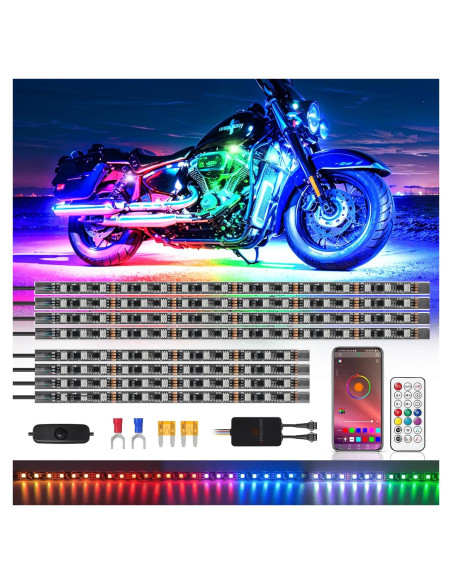 Kit de Luces LED para Motocicleta ZONECONA 8PCS RGB+IC