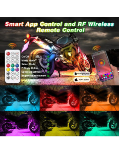 Kit de Luces LED para Motocicleta ZONECONA 8PCS RGB+IC 2
