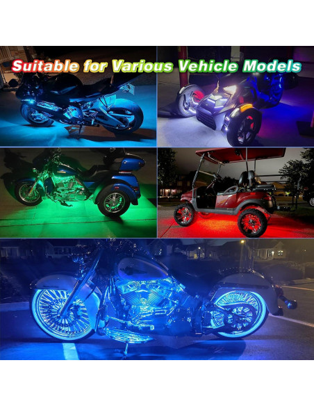Kit de Luces LED para Motocicleta ZONECONA 8PCS RGB+IC