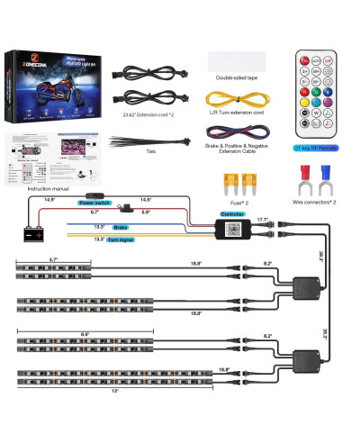 Kit de Luces LED para Motocicleta ZONECONA 8PCS RGB+IC