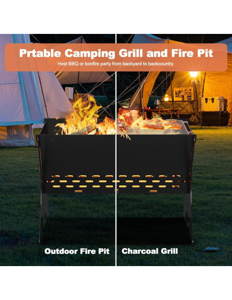 Parrilla de Camping Bearfire FR18 Plegable Carbón 40x31x28cm