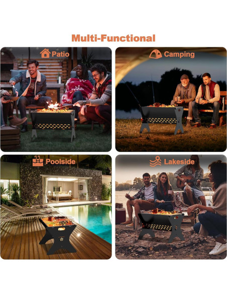 Parrilla de Camping Bearfire FR18 Plegable Carbón 40x31x28cm