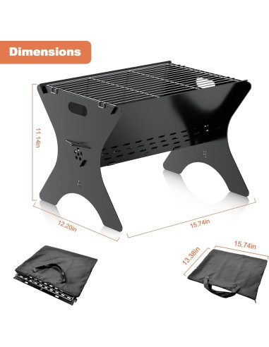 Parrilla de Camping Bearfire FR18 Plegable Carbón 40x31x28cm