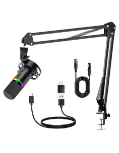 Micrófono Dinámico JUOPIEA XLR/USB para Gaming y Podcasting
