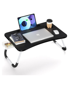 Mesa Plegable para Laptop Mayyol - Soporte para Taza y Tablet - Negro
