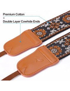 Correa de cámara Padwa Lifestyle 5 cm algodón y cuero marrón 2