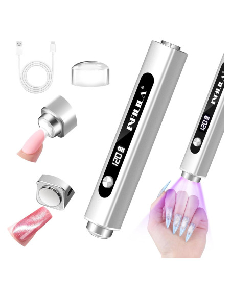 Lámpara de Uñas UV Portátil INFILILA Mini 3-en-1 Plata