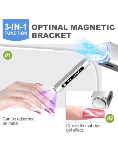 Lámpara de Uñas UV Portátil INFILILA Mini 3-en-1 Plata
