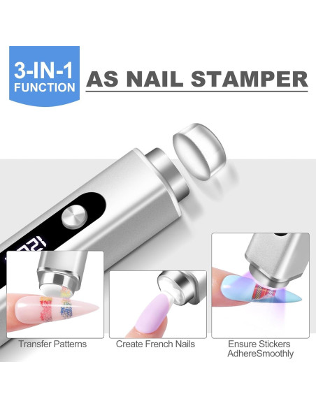 Lámpara de Uñas UV Portátil INFILILA Mini 3-en-1 Plata