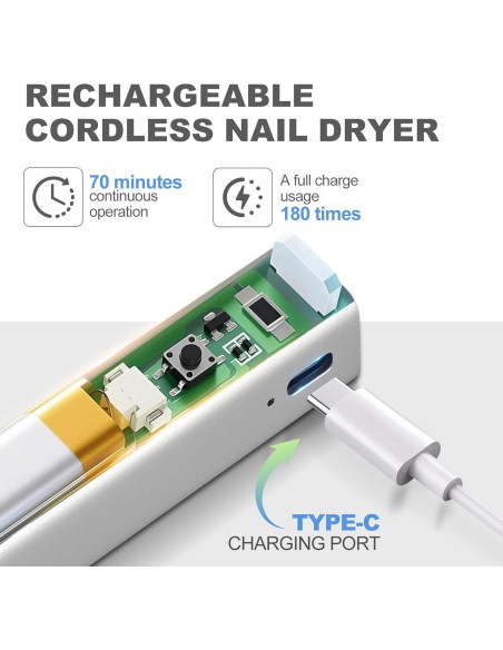 Lámpara de Uñas UV Portátil INFILILA Mini 3-en-1 Plata