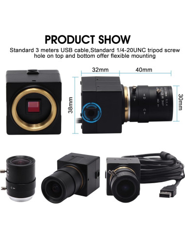 Cámara USB 4K IFWATER Lente Varifocal 2.8-12mm 2160P