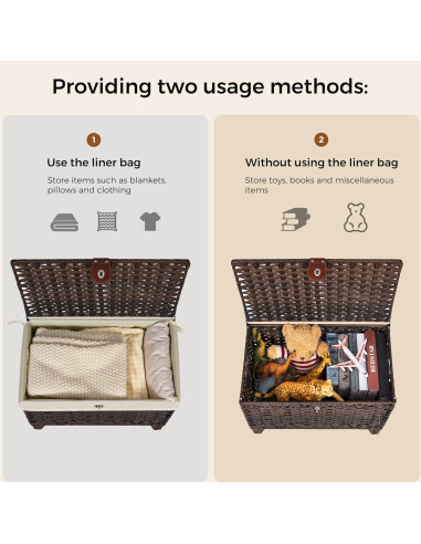 Cesta de Almacenamiento Honjourai 65L con Tapa y Forro Removible