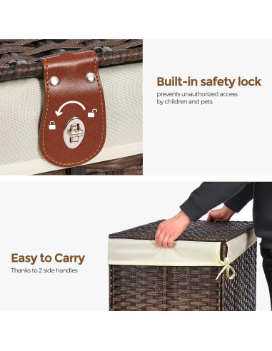 Cesta de Almacenamiento Honjourai 65L con Tapa y Forro Removible