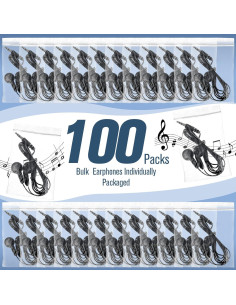 Auriculares Konohan para Estudiantes 100 Piezas Negro 3.5mm 2