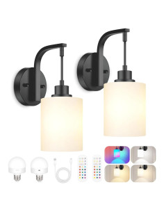 Juego de Apliques de Pared Inalámbricos Odnora 2 Luces Recargables