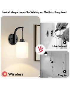 Juego de Apliques de Pared Inalámbricos Odnora 2 Luces Recargables 2