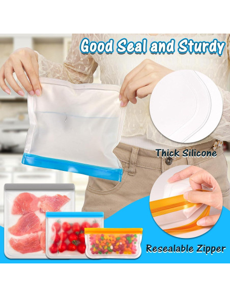 Bolsas Reutilizables de Silicona FUNFERY - 9 Unidades a Prueba de Fugas