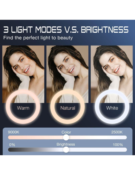 Anillo de Luz LED EJU para Selfie y Video - Negro