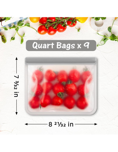 Bolsas Reutilizables de Silicona FUNFERY - 9 Unidades a Prueba de Fugas