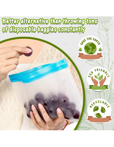 Bolsas Reutilizables de Silicona FUNFERY - 9 Unidades a Prueba de Fugas