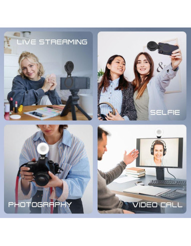 Anillo de Luz LED EJU para Selfie y Video - Negro