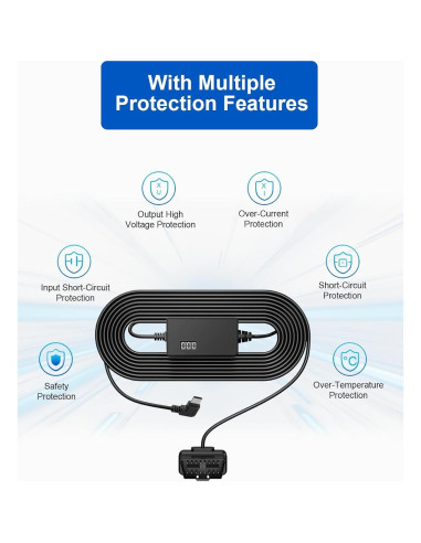 Kit de cable OBD para cámara de salpicadero YKT H39-SX, 12-30V a 5V/3A