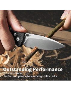 Cuchillo EDC Plegable FreeTiger D2 8.71 cm Negro Ligero 2