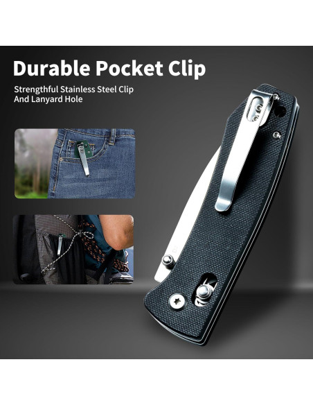 Cuchillo EDC Plegable FreeTiger D2 8.71 cm Negro Ligero