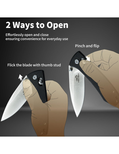 Cuchillo EDC Plegable FreeTiger D2 8.71 cm Negro Ligero