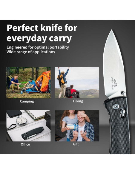 Cuchillo EDC Plegable FreeTiger D2 8.71 cm Negro Ligero