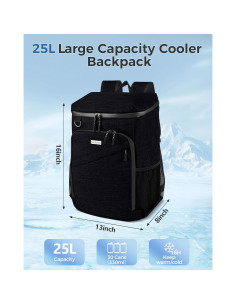 Mochila Cooler Aislada BAGLHER 25L a Prueba de Fugas Negra 2