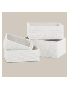 Cesta de Almacenamiento de Mimbre PROLAND - Juego de 4 Cestas Tejidas