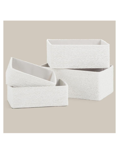 Cesta de Almacenamiento de Mimbre PROLAND - Juego de 4 Cestas Tejidas