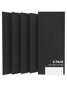 Paquete de 5 Paneles Acústicos de Fieltro 120x60 cm Negro