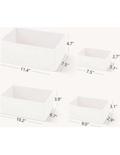 Cesta de Almacenamiento de Mimbre PROLAND - Juego de 4 Cestas Tejidas 2