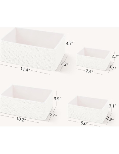 Cesta de Almacenamiento de Mimbre PROLAND - Juego de 4 Cestas Tejidas