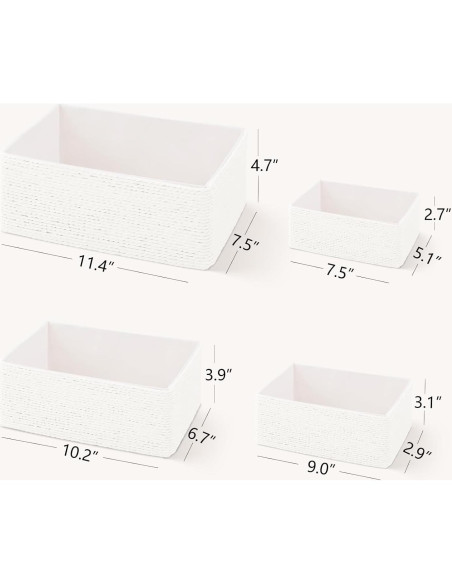 Cesta de Almacenamiento de Mimbre PROLAND - Juego de 4 Cestas Tejidas