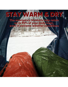 Bolsa de Dormir de Emergencia Anyoo Mylar Impermeable 2 Unidades 2