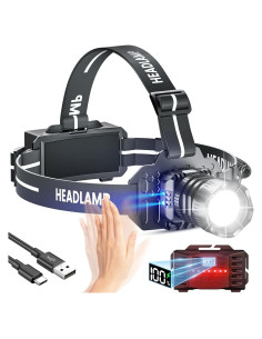 Linterna Frontal LED Sogdeco Recargable IPX6 9 Modos 2000 Lúmenes