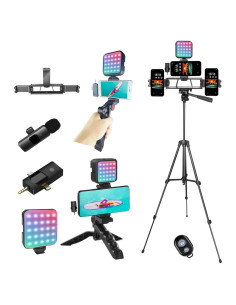 Kit de Vlogging Litchitech con Trípode 152.4 cm, Luz RGB y Micrófono