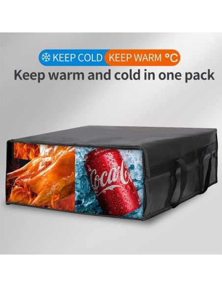 Bolsa de Entrega de Pizza Aislada Bodaon 50.8x50.8x20.3cm Negra