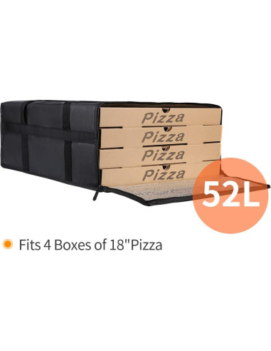 Bolsa de Entrega de Pizza Aislada Bodaon 50.8x50.8x20.3cm Negra