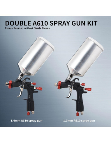 Kit de pistola de pulverización AEROPRO A610 1000cc LVLP